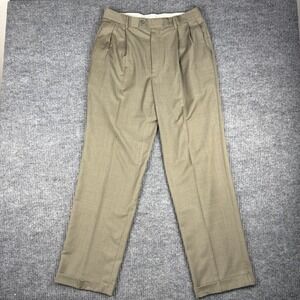 Braggi Louis Raphael Dress Pants Mens 32x31.5 Beige Cuffed Pleated Trousers